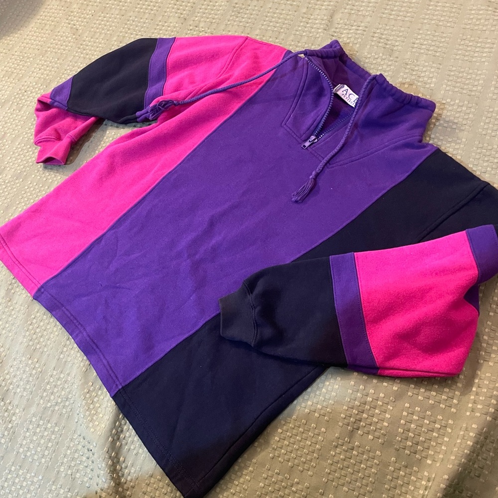 Vintage Pacer Purple and Pink Half-Zip Pullover